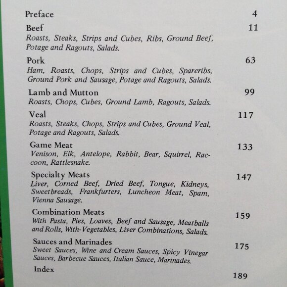 Meat Cookbook Vintage 1975 Recipes All Kinds of MEAT: Beef to Game -No Chicken - Picture 5 of 8